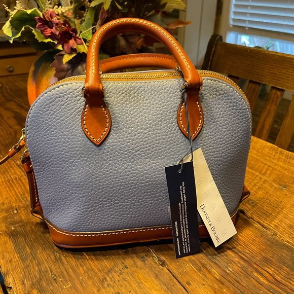 NWT Dooney & Bourke leather brown/dusty blue  "Bitsy Bag" small shoulder purse - Picture 2 of 5